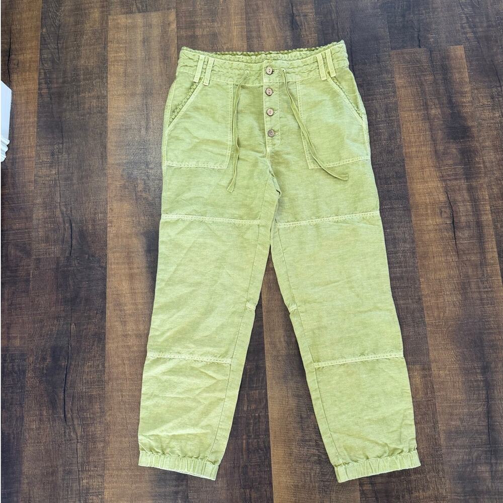 Sundance Olive Green Pants Button Front Crop Jogger Size Small